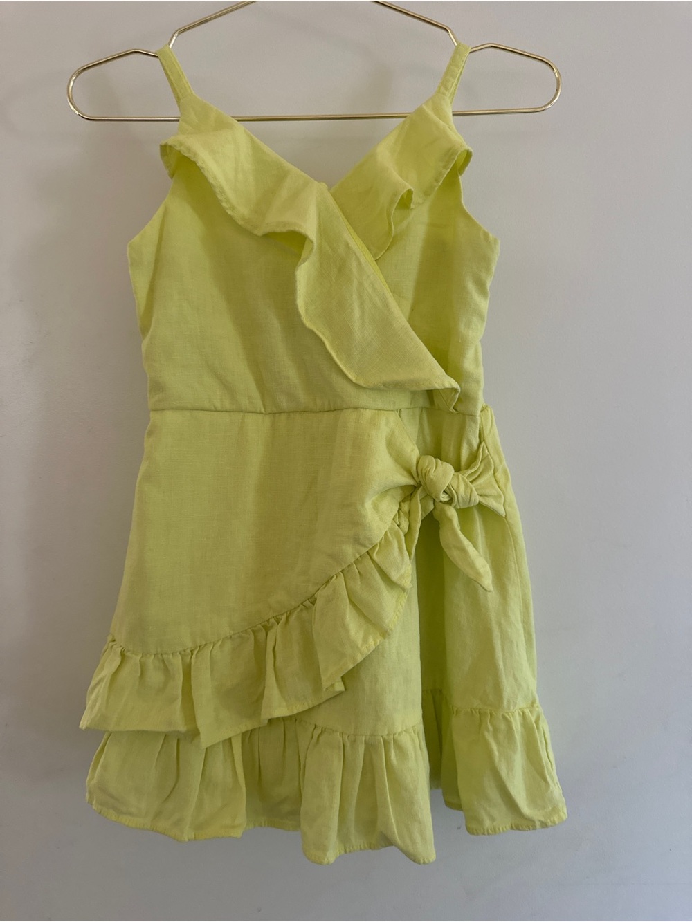 Habitual Girls 3T Lemon Yellow Linen Ruffle Dress Nordstrom NWOT